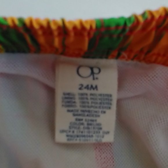 OP Boys Bright Red Yellow Tartan Plaid Swim Trunks - Picture 7 of 7